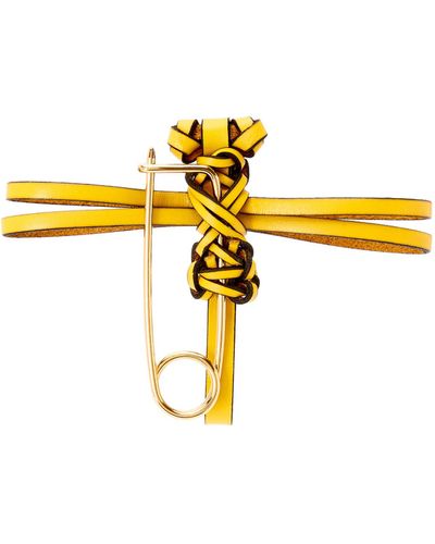 Loewe Dragonfly Pin Charm In Calfskin And Metal - Yellow
