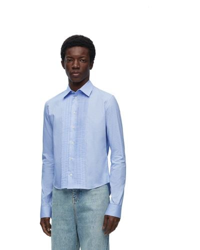 Loewe Pleated Shirt In Cotton - Blue