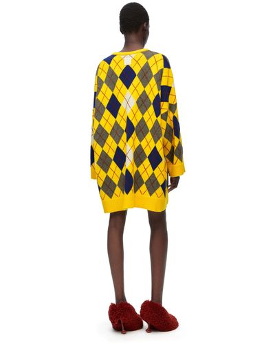 Loewe Luxury Argyle Dress In Wool - Yellow