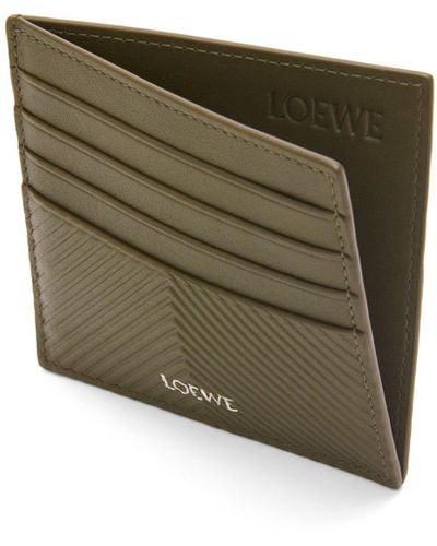 Loewe Luxury Open Cardholder In Textured Classic Calfskin - Green