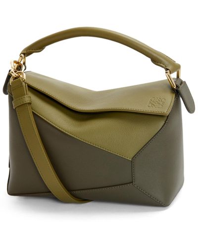 Loewe Luxury Small Puzzle Bag In Classic Calfskin For - Green
