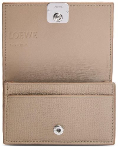 Loewe Luxury Anagram Business Cardholder In Pebble Grain Calfskin - Natural