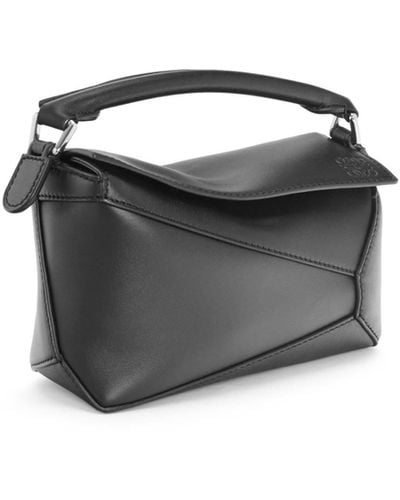 Loewe Luxury Mini Puzzle Bag In Satin Calfskin - Black