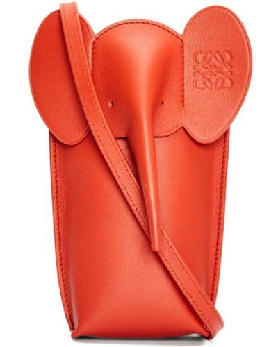 Loewe Luxury Elephant Pocket In Classic Calfskin - Red