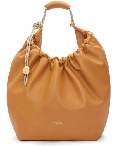 Loewe Xl Squeeze Bag In Natural Calfskin - Orange
