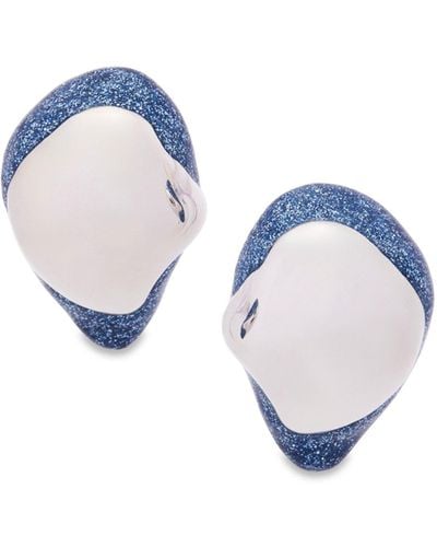Loewe Foam Drip Earrings In Sterling Silver And Enamel - Blue