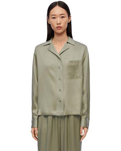 Loewe Luxury Pajama Blouse In Silk - Green