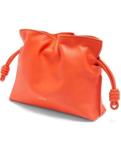 Loewe Mini Leather Flamenco Clutch Bag - Orange