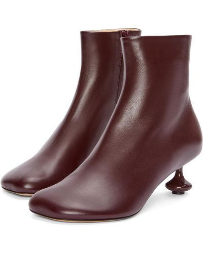 Loewe Toy Sculpted-heel Leather Ankle Boots - Red