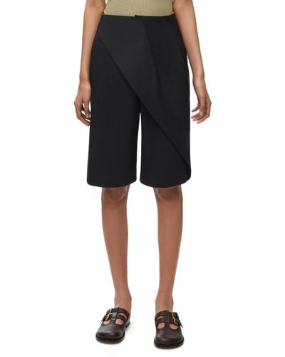 Loewe Luxury Pleated Shorts In Cotton For - Black