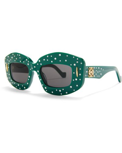 Loewe Smooth Pavé Screen Sunglasses In Acetate - Green