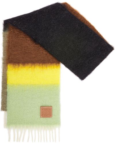 Loewe Brand-patch Striped-pattern Wool-blend Scarf - Multicolor