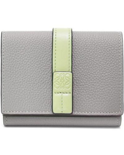 Loewe Trifold Wallet In Soft Grained Calfskin - White
