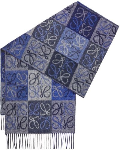 Loewe Luxury Scarf In Wool And Cashmere For - Blue