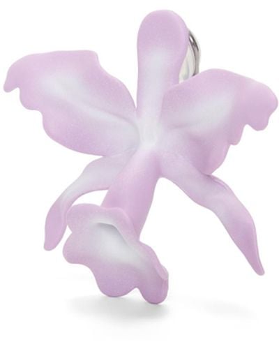 Loewe Maruja Mallo Orchid Clip Earring In Varnished Metal - Pink