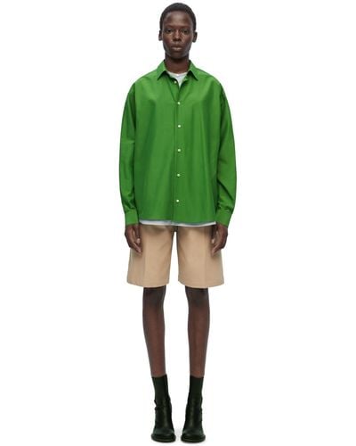 Loewe Double Layer Cuffed Cotton-blend Shirt - Green