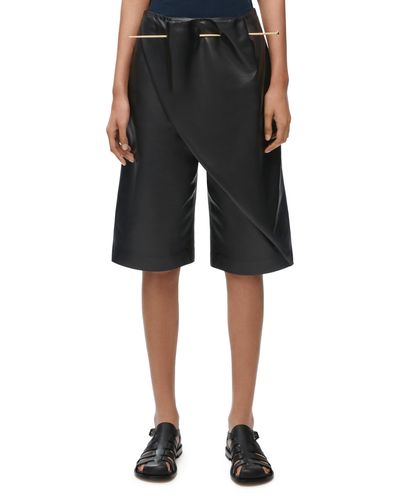 Loewe Pin Shorts In Nappa Lambskin - Black