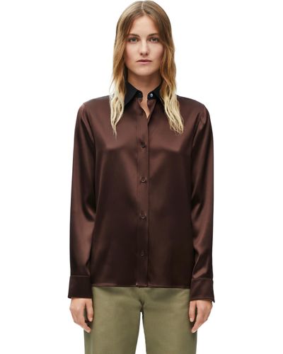 Loewe Luxury Shirt In Silk - Brown