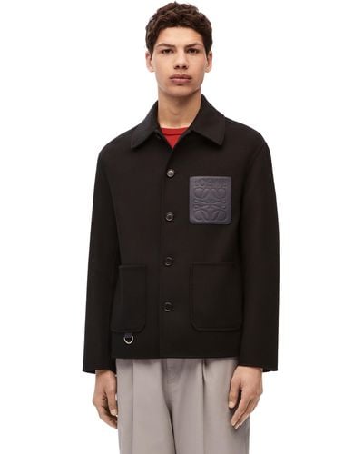 Loewe Workwear Jacket In Wool And Cashmere - Black