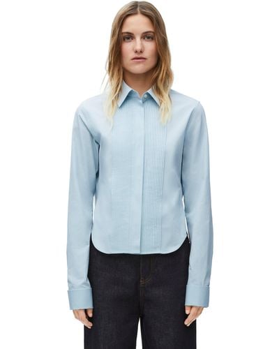 Loewe Luxury Pleated Shirt In Cotton - Blue