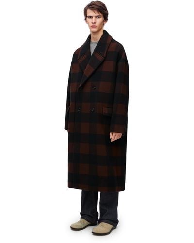 Loewe Luxury Double Breasted Coat In Wool - Black
