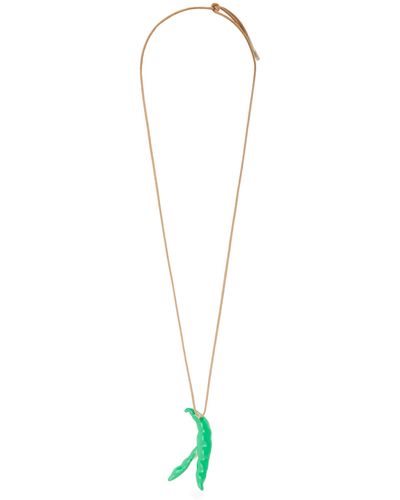 Loewe Fava Bean Pendant Necklace In Sterling Silver And Enamel - Blue