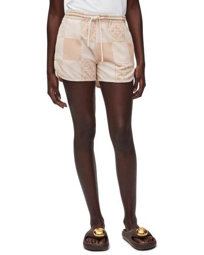 Loewe Luxury Shorts In Terry Cotton Jacquard - Natural