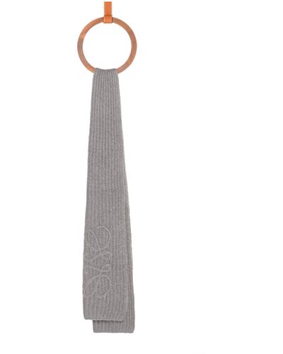 Loewe Anagram Open-knit Mohair-blend Scarf - Gray