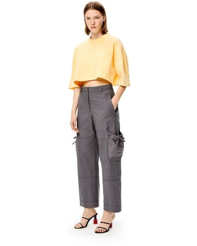 Loewe Luxury Cropped Anagram T-shirt In Cotton For Women - Yellow
