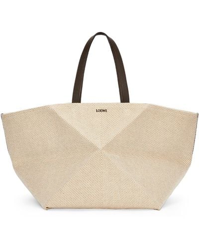 Loewe Luxury Xxl Puzzle Fold Tote In Jacquard For - Natural