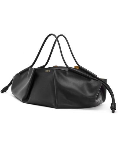 Loewe Luxury Xl Paseo Bag In Shiny Nappa Calfskin - Black