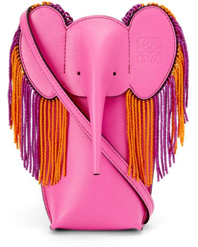 Loewe Luxury Elephant Pocket In Classic Calfskin For Women - Pink