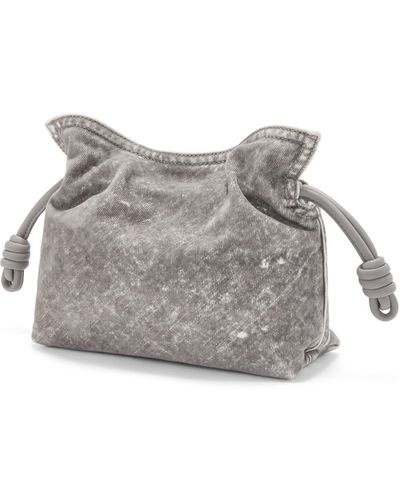 Loewe Flamenco Mini Leather Clutch Bag - Gray