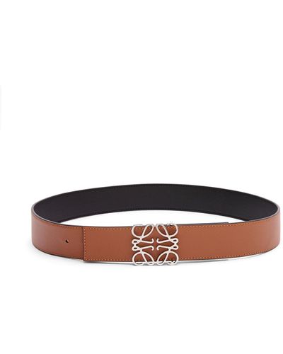 Loewe Reversible Anagram Belt In Soft Grained Calfskin And Smooth Calfskin - White