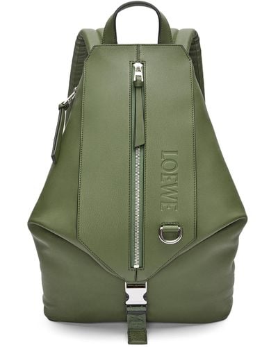 Loewe Luxury Small Convertible Backpack In Classic Calfskin - Green