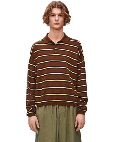 Loewe Luxury Polo Sweater In Cotton - Brown