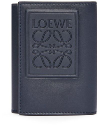 Loewe Luxury Trifold Wallet In Satin Calfskin - Blue
