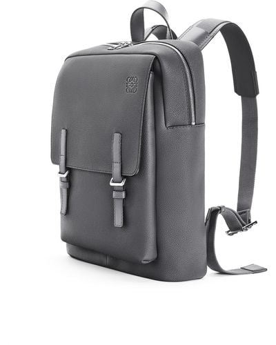 Loewe Luxury Military Backpack In Soft Grained Calfskin - Gray