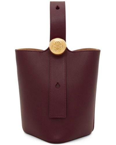 Loewe Luxury Mini Pebble Bucket Bag In Mellow Calfskin - Red