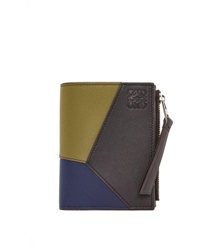 Loewe Puzzle Slim Compact Wallet In Classic Calfskin - White
