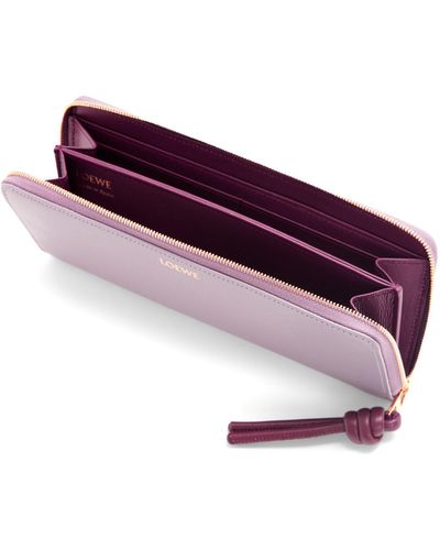 Loewe Luxury Knot Zip Around Wallet In Shiny Nappa Calfskin - Purple