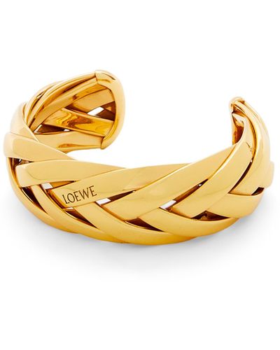 Loewe Luxury Large Braided Cuff In Sterling Silver For - Metallic