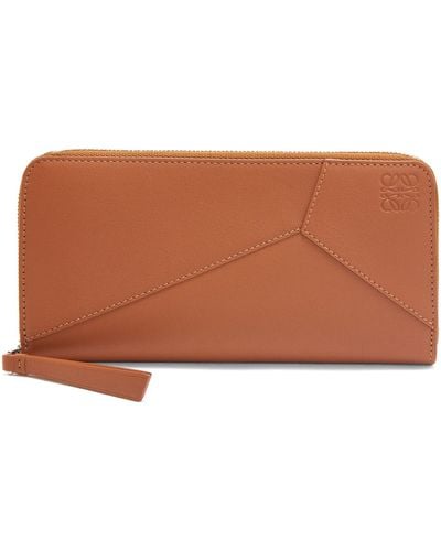 Loewe Puzzle Zip Around Wallet In Classic Calfskin - Brown