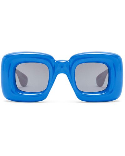 Loewe Inflated Rectangular Sunglasses In Nylon - Blue