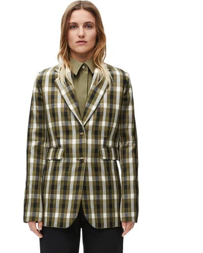 Loewe Luxury Jacket In Wool And Linen - Green