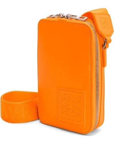 Loewe Luxury Vertical Crossbody Pocket In Satin Calfskin - Orange