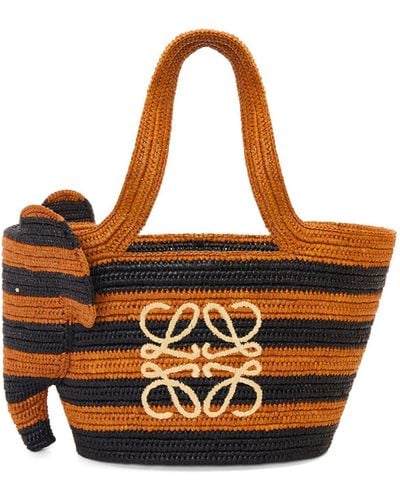 Loewe Small Elephant Basket Bag In Raffia - Multicolour
