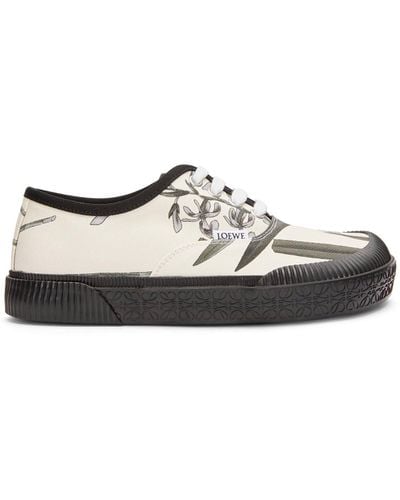 Loewe Terra Vulca Lace-up Trainer In Printed Canvas - White