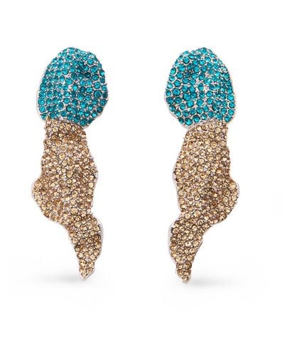 Loewe Glitter Fragment Earrings In Sterling Silver And Crystals - Blue