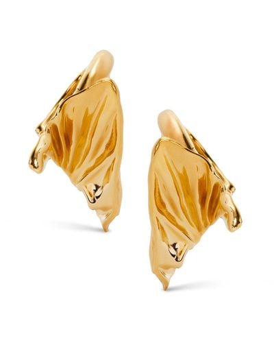 Loewe Pleated Fan Hoop Earrings In Sterling Silver - Metallic